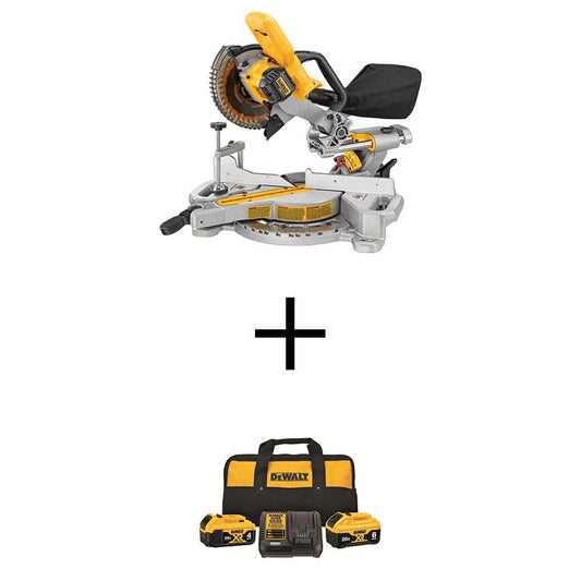 DEWALT 20V MAX Lithium-Ion Cordless 7-1/4 in. Sliding Miter Saw with 6.0 Ah Battery, 4.0 Ah Battery, Charger and Bag