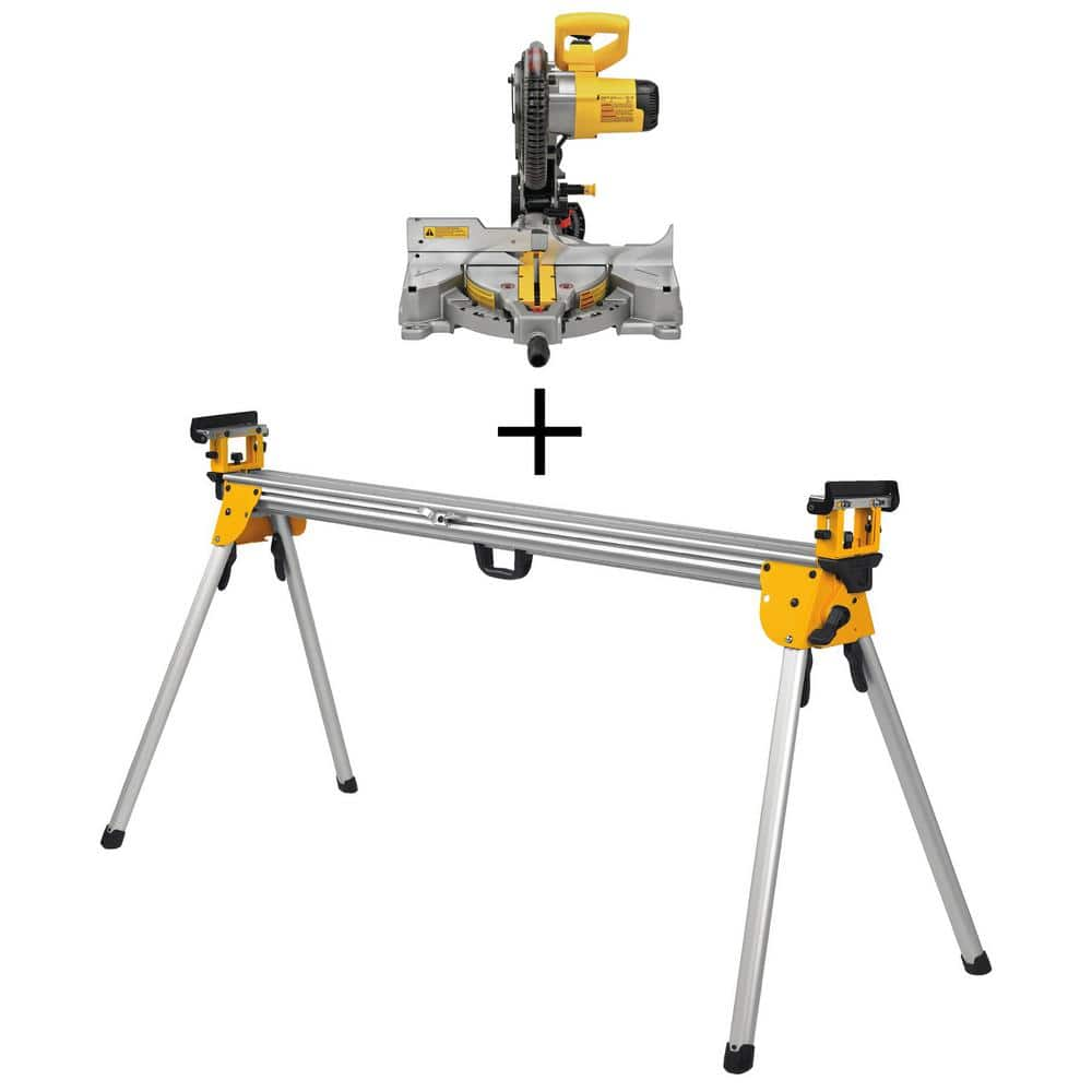 DEWALT 15 Amp Corded 10 in. Compound Single Bevel Miter Saw and Heavy-Duty Miter Saw Stand