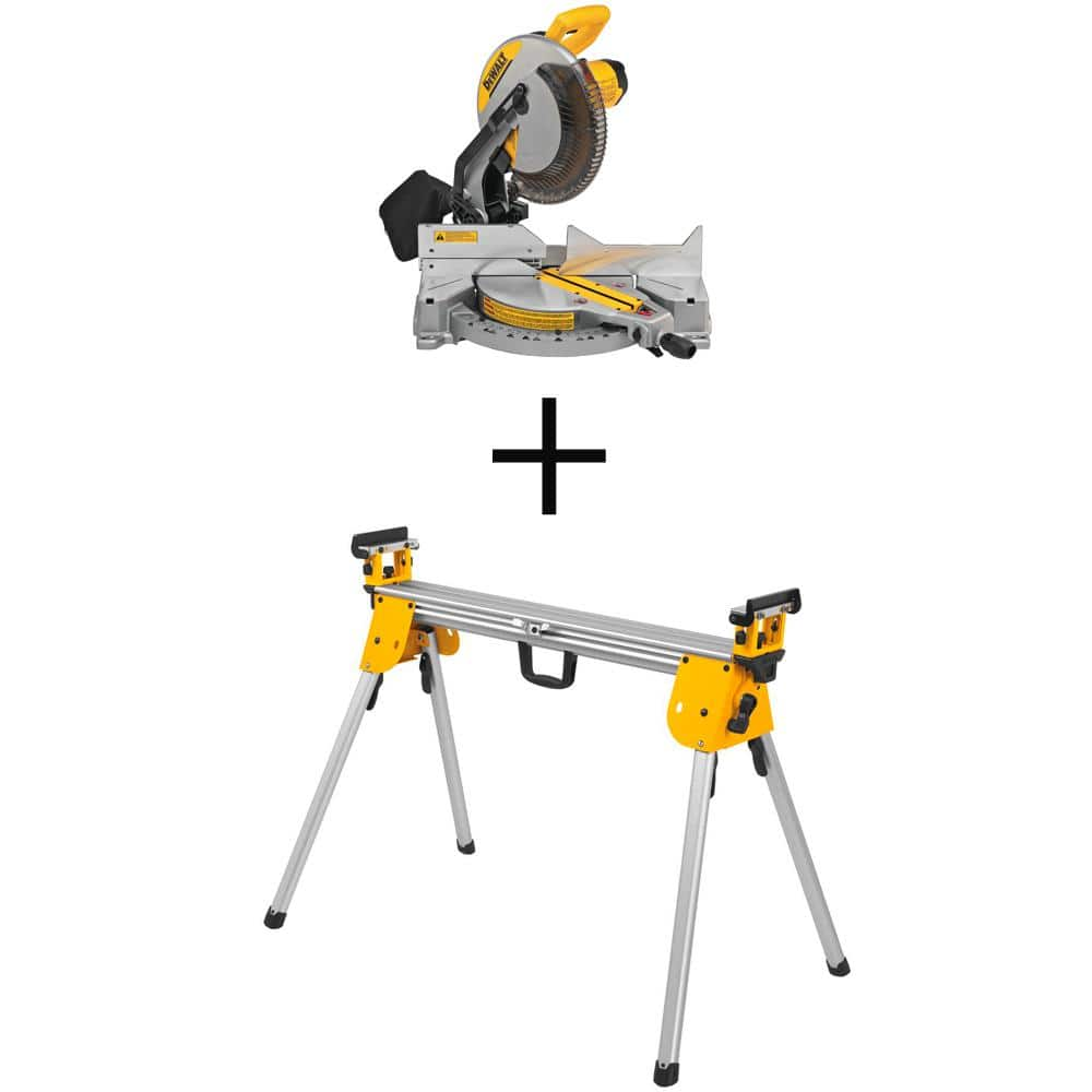 DEWALT 15 Amp Corded 12 in. Single Bevel Compound Miter Saw with 500 lbs. Capacity Compact Miter Saw Stand