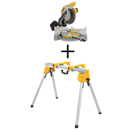 DEWALT 15 Amp Corded 12 in. Compound Single Bevel Miter Saw and Heavy-Duty Work Stand