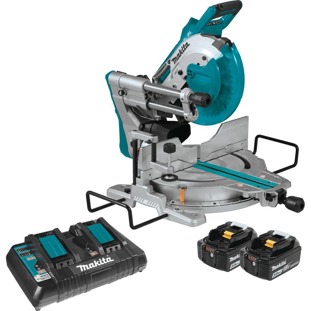 Makita 18V 5.0Ah X2 LXT Lithium-Ion (36V) Brushless Cordless 10 in. Dual-Bevel Sliding Compound Miter Saw with Laser Kit