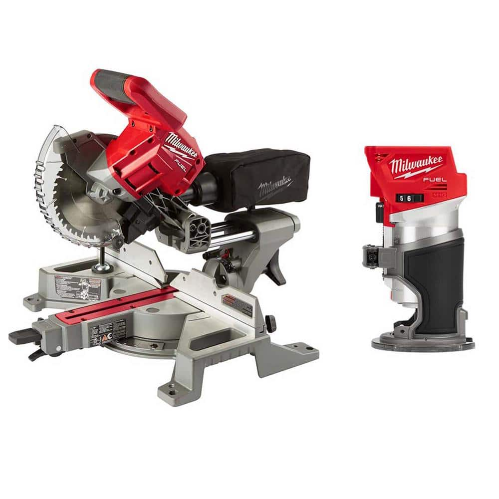 Milwaukee M18 FUEL 18V Lithium-Ion Brushless 7-1/4 in. Cordless Dual Bevel Sliding Compound Miter Saw with Compact Router