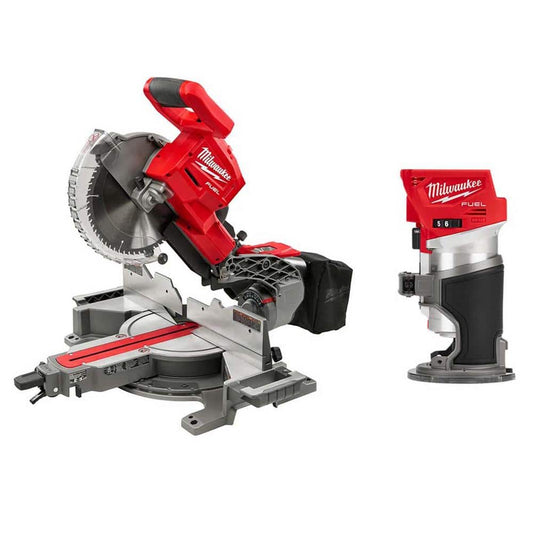 Milwaukee M18 FUEL 18V Lithium-Ion Brushless 10 in. Cordless Dual Bevel Sliding Compound Miter Saw with Compact Router