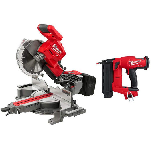 Milwaukee M18 FUEL 18V Lithium-Ion Brushless 10 in. Cordless Dual Bevel Sliding Compound Miter Saw with 18-Gauge Brad Nailer