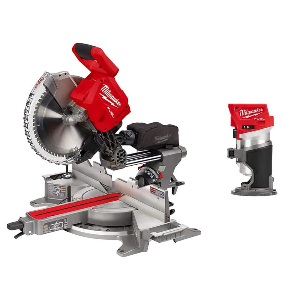 Milwaukee M18 FUEL 18V Lithium-Ion Brushless 12 in. Cordless Dual Bevel Sliding Compound Miter Saw with Compact Router