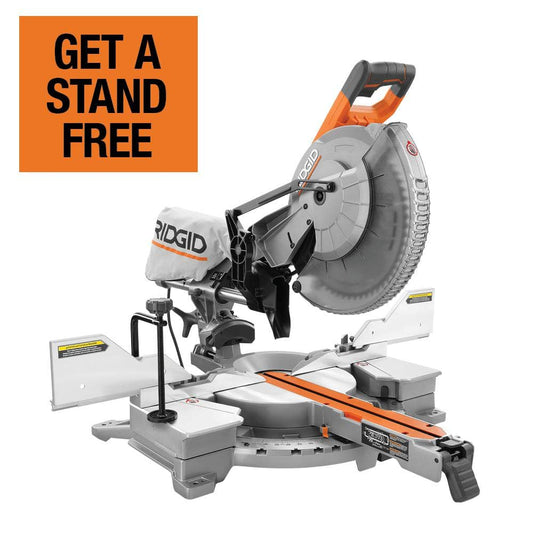 RIDGID 15 Amp Corded 12 in. Dual Bevel Sliding Miter Saw with 70 Deg. Miter Capacity and LED Cut Line Indicator