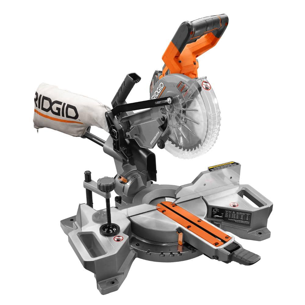 RIDGID 18-Volt 7-1/4 in. Cordless Brushless Dual Bevel Sliding Miter Saw Kit